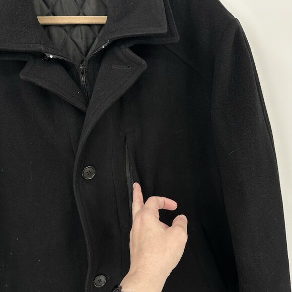 LAUREN RALPH LAUREN car coat outerwear cashmere wool blend quilted black 46R - Picture 8 of 14